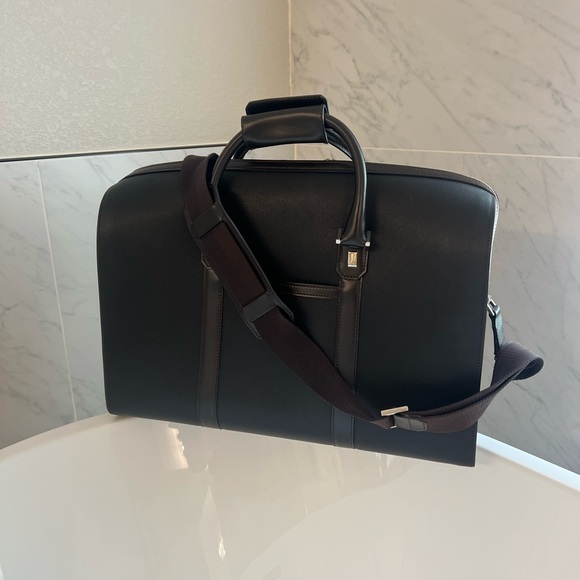 Dunhill black leather duffle bag